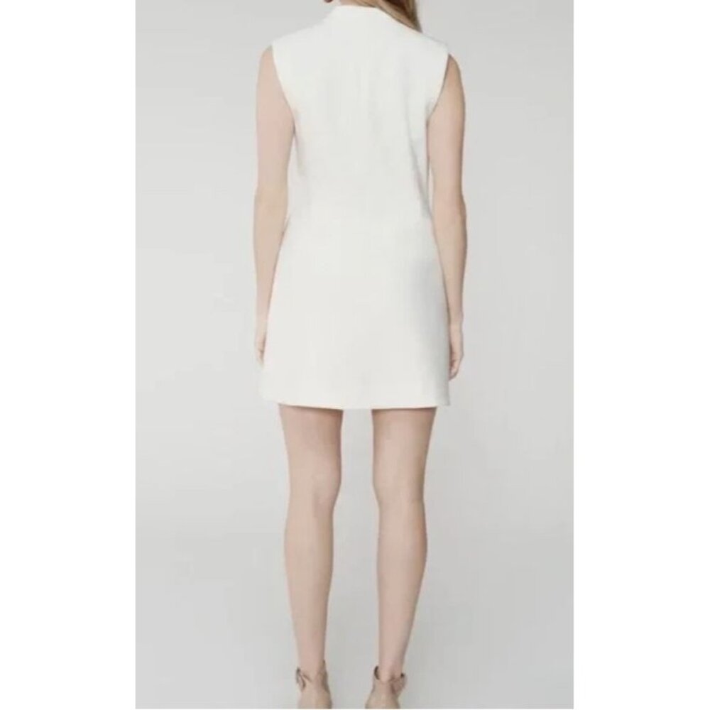 BCBGMAXAZRIA Off White V-Neck Caryn Wrap Vest Mini Dress Women's Large Elegant - Picture 4 of 15